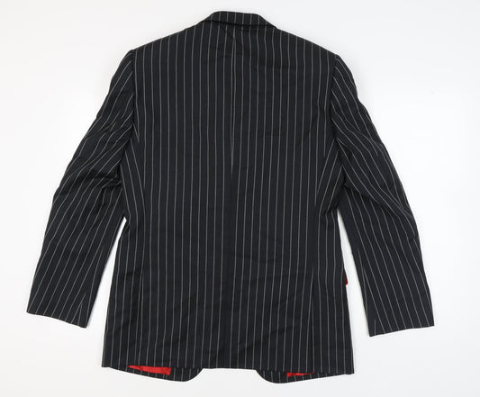 Marks and Spencer Men's Black Striped Wool Blazer Size 40L