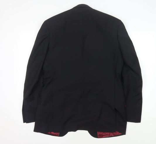 Alexandre Savile Row Men's Black Wool Blazer, Size 40R