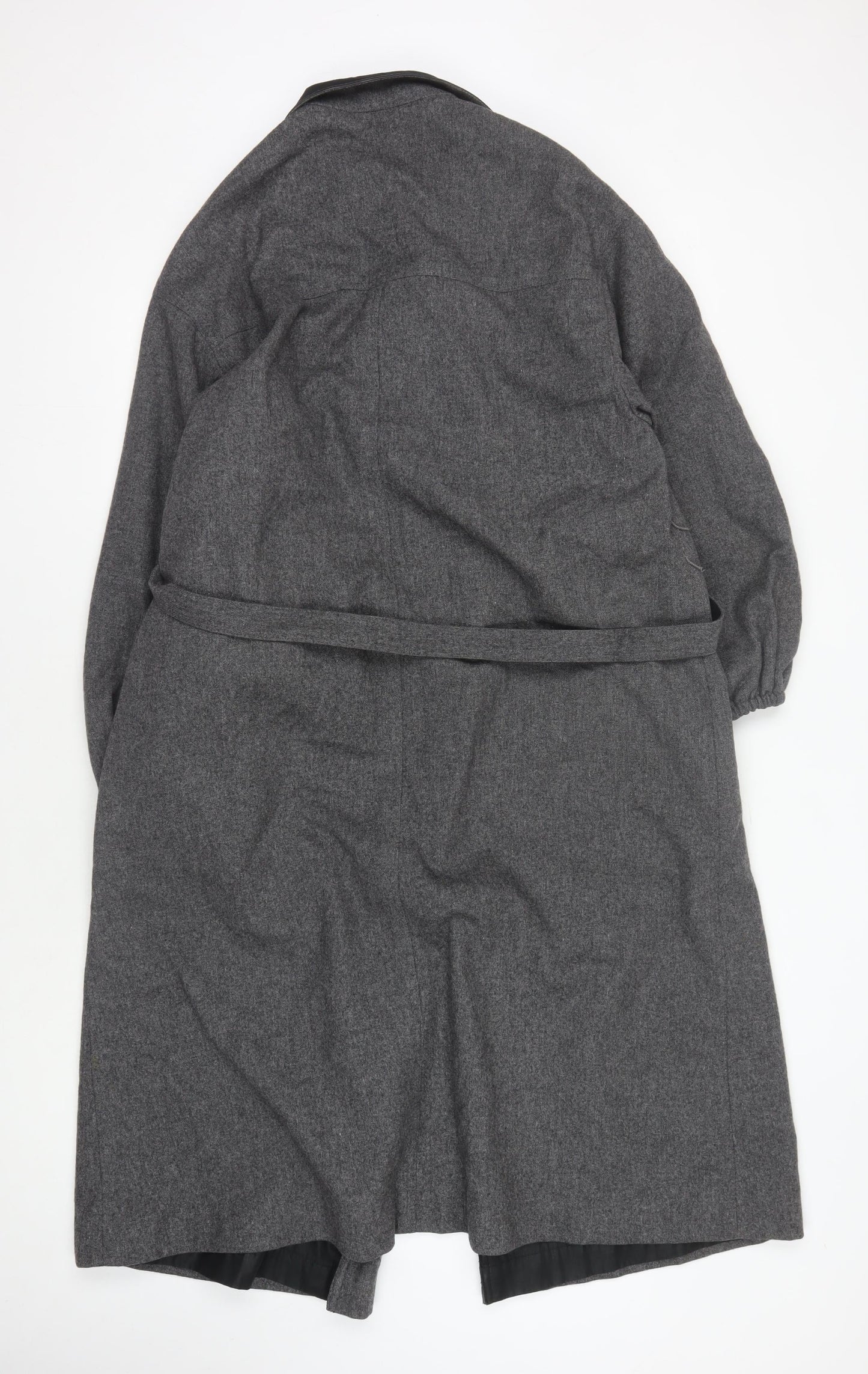 Jaeger Women's Grey Wool Reversible Long Coat Size 14