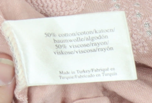 Laura Ashley Women's Pink V-Neck T-Shirt Size 14