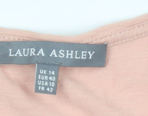 Laura Ashley Women's Pink V-Neck T-Shirt Size 14
