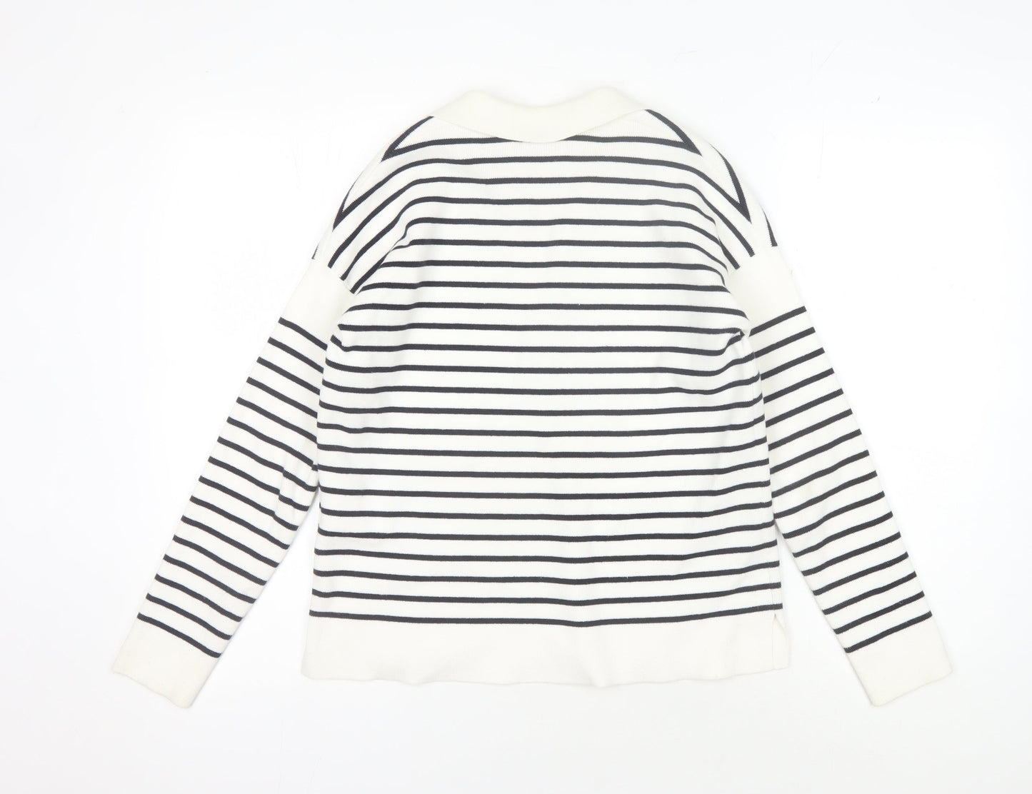 Hobbs Women’s XS White V-Neck Striped Jumper