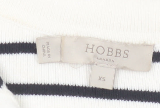 Hobbs Women’s XS White V-Neck Striped Jumper