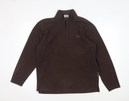 Jack Wolfskin Men's Brown Fleece Half-Zip Sweatshirt M