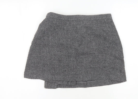 Jigsaw Women's Grey Short Wrap Wool Skirt