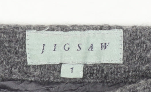 Jigsaw Women's Grey Short Wrap Wool Skirt