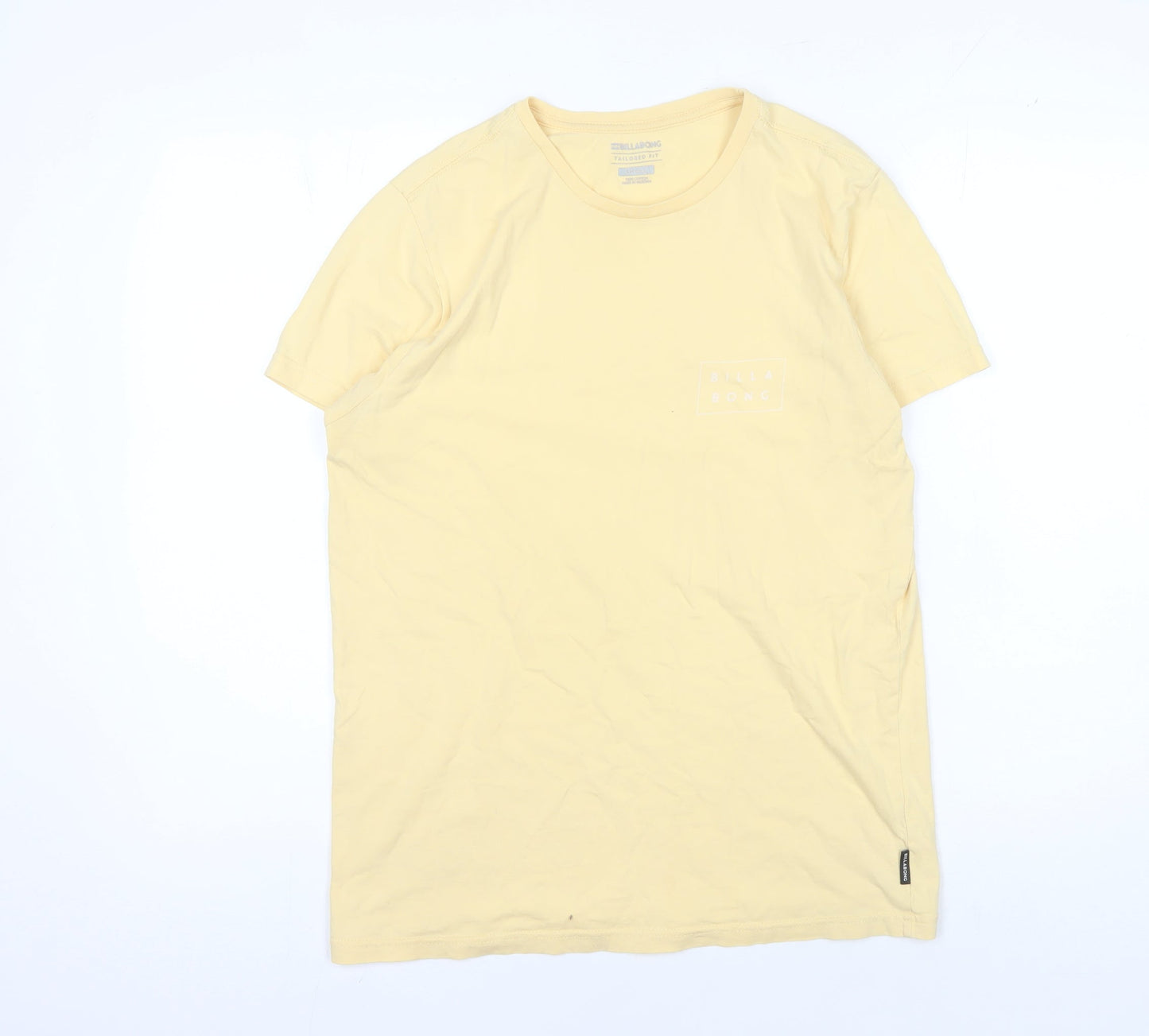 Billabong Men's Yellow Slim Fit Cotton T-Shirt, Size S
