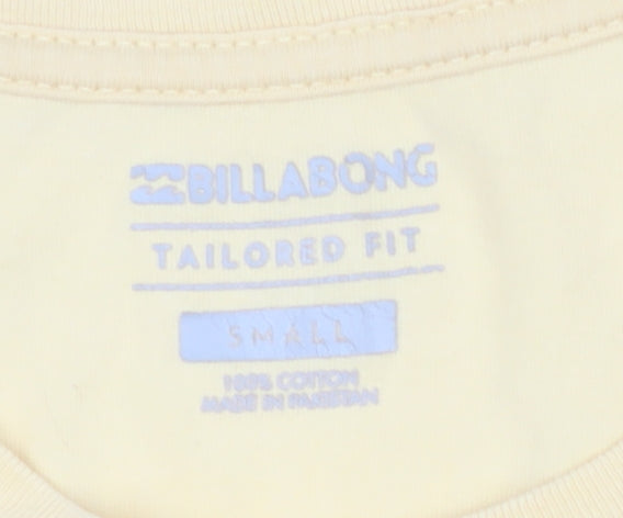 Billabong Men's Yellow Slim Fit Cotton T-Shirt, Size S