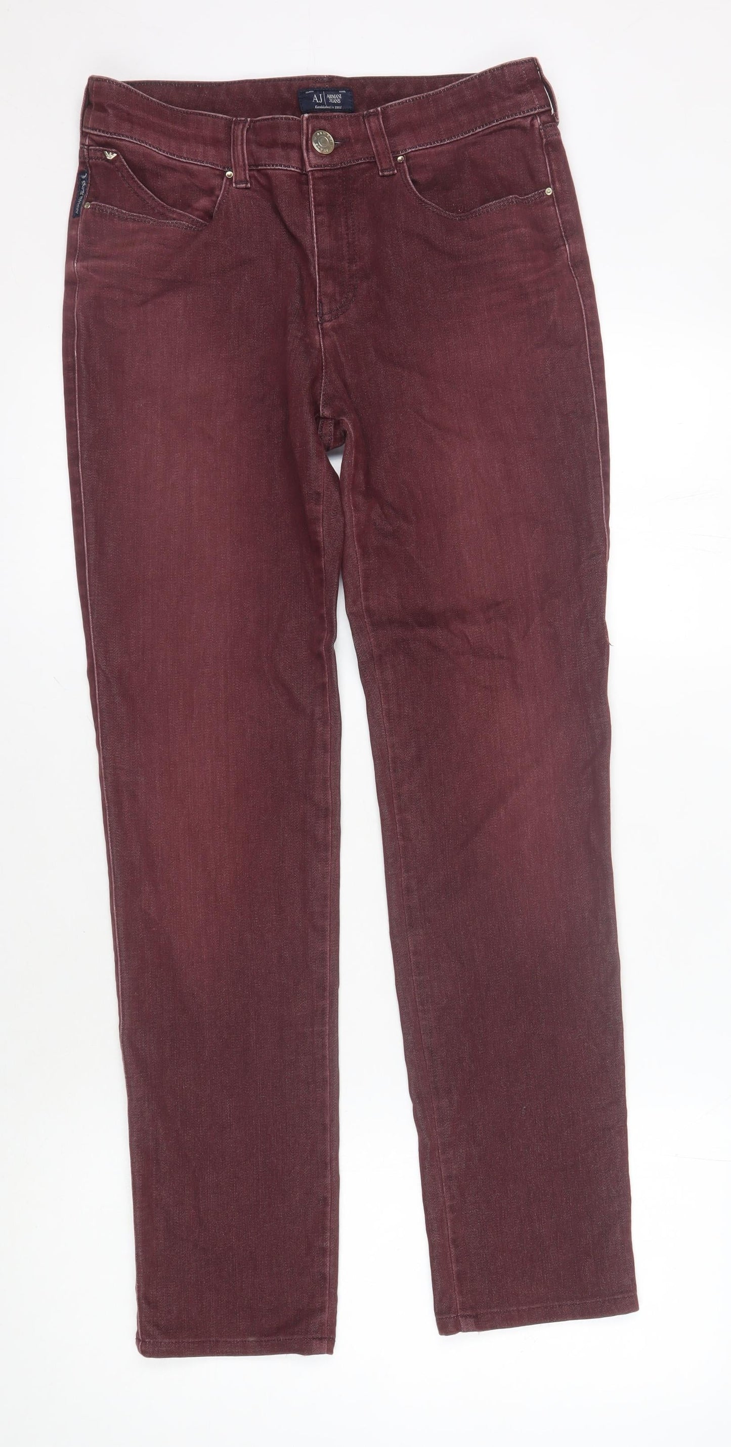 Armani Jeans Men's Red Denim Size 29, Logo Accent, 5-Pocket