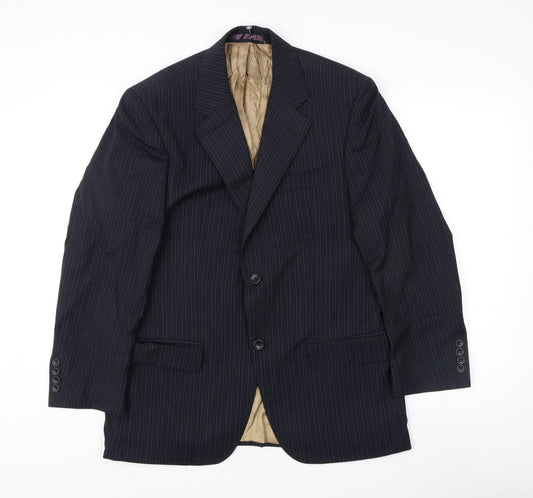 Racing Green Men's Blue Striped Wool Blazer 38S