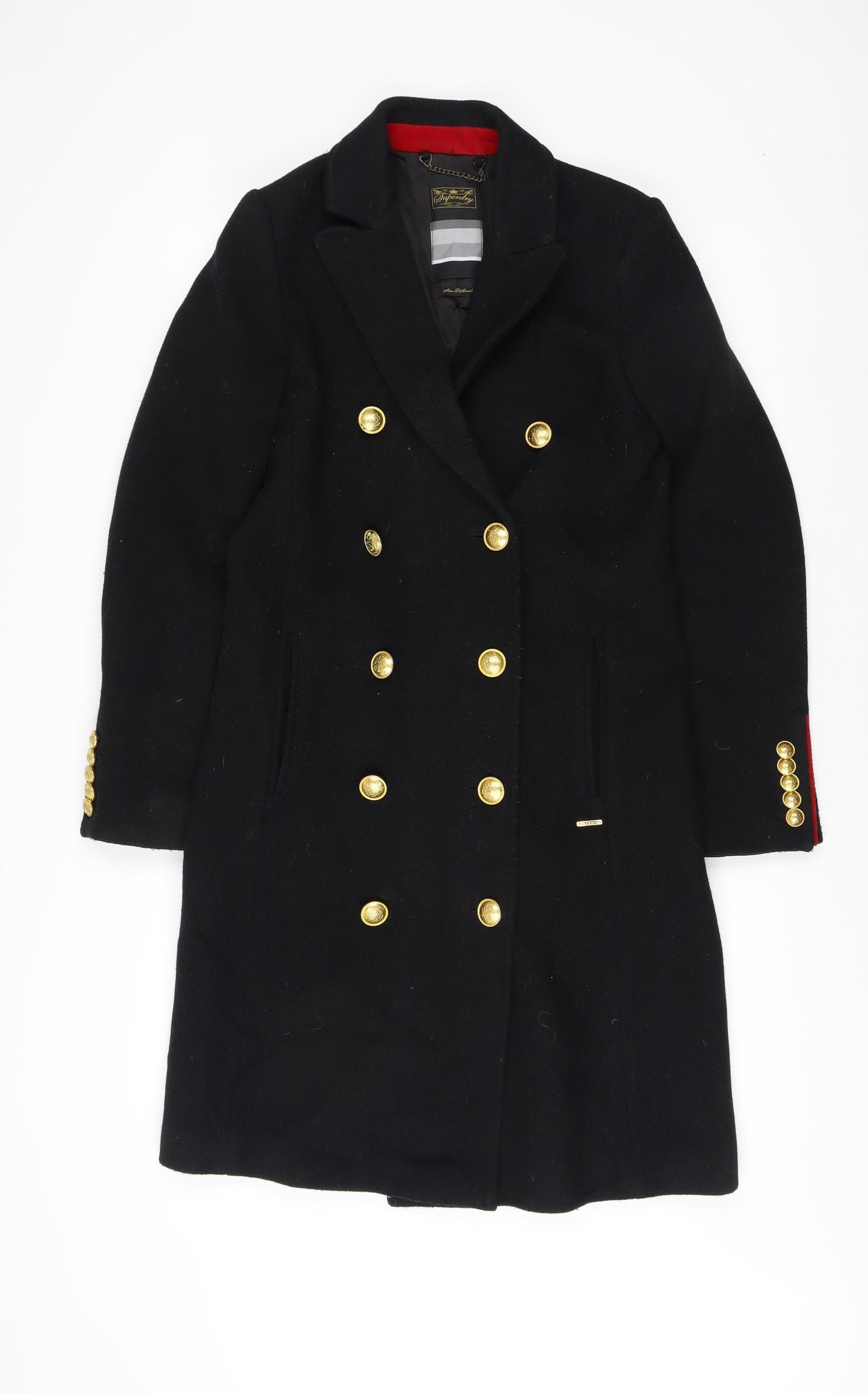 Superdry Women's Black Wool Pea Coat XS