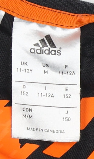 Adidas Boys Black Graphic T-Shirt 11-12 Years