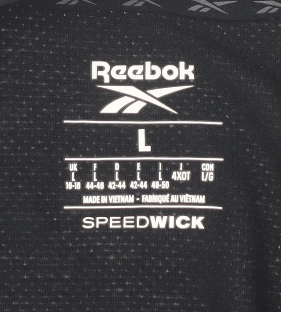 Reebok Women's Black Gym Tee - Large, Moisture Wicking