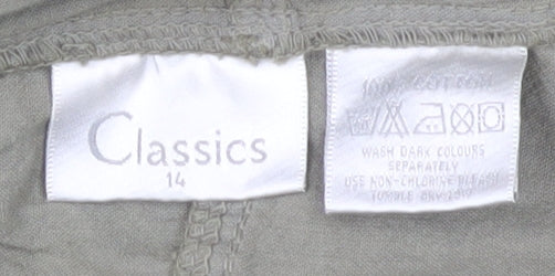 Classics Women's Green Trousers, Size 14, Cotton Casual