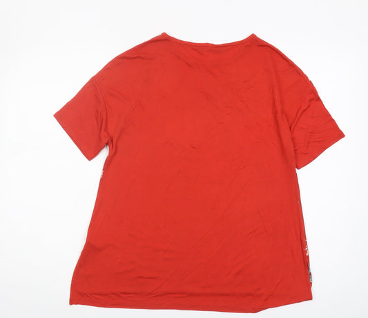 Womens UK Size S Stradivarius Red Viscose T-Shirt