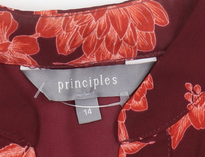 Brand and care label for Principles Women's Multicoloured Floral Blouse, size 14