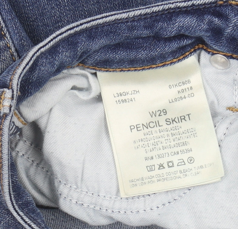 Lee Women's Blue Denim Pencil Skirt - Size 10