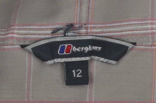 Berghaus Women's Beige Check Button-Up Shirt Size 12