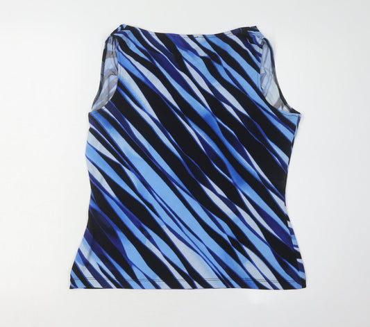 Calvin Klein Women's Blue Striped Cowl Neck Blouse, L