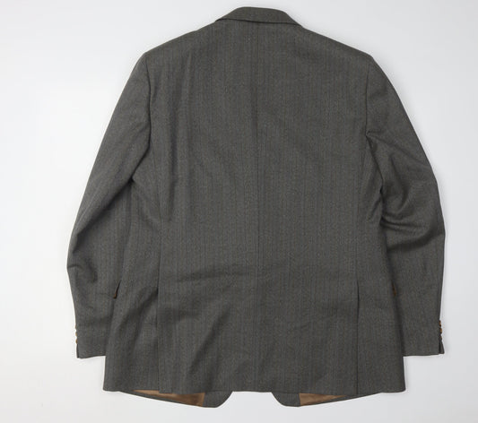 Magee Men's Grey Wool Blazer, Size 44R Single-Breasted