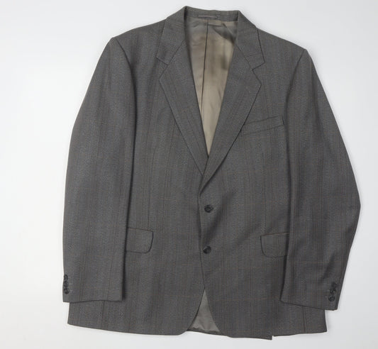 Magee Men's Grey Wool Blazer, Size 44R, Classic Style