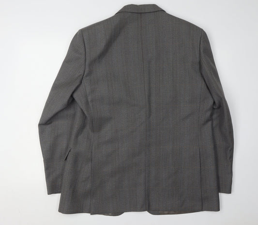 Magee Men's Grey Wool Blazer, Size 44R, Classic Style