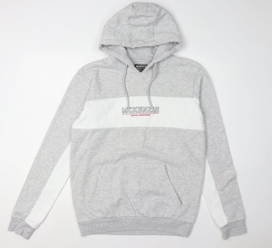 McKenzie Men's Grey Pullover Hoodie - Large, Logo Print