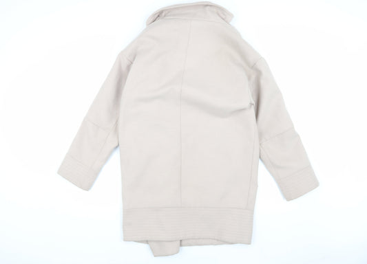 ASOS Women's Beige Long Coat Size 6 with Button Accent