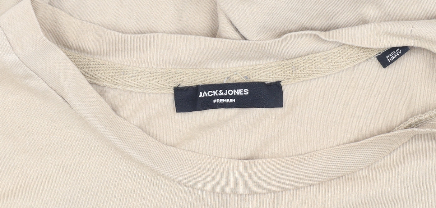Jack & Jones Men's Beige Short Sleeve T-Shirt L