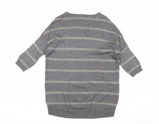 White Stuff Women's Grey Striped Pullover Jumper Size 10