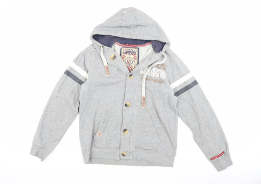 Tokyo Laundry Grey Hooded Jacket, M - Men's Cotton Casual