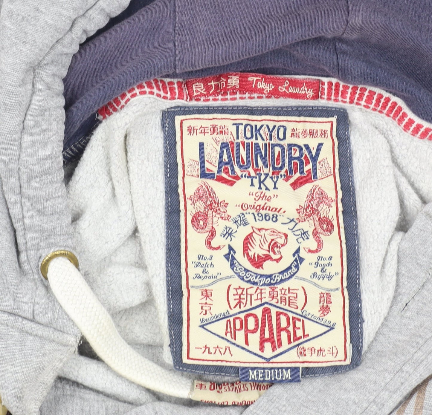 Tokyo Laundry Grey Hooded Jacket, M - Men's Cotton Casual