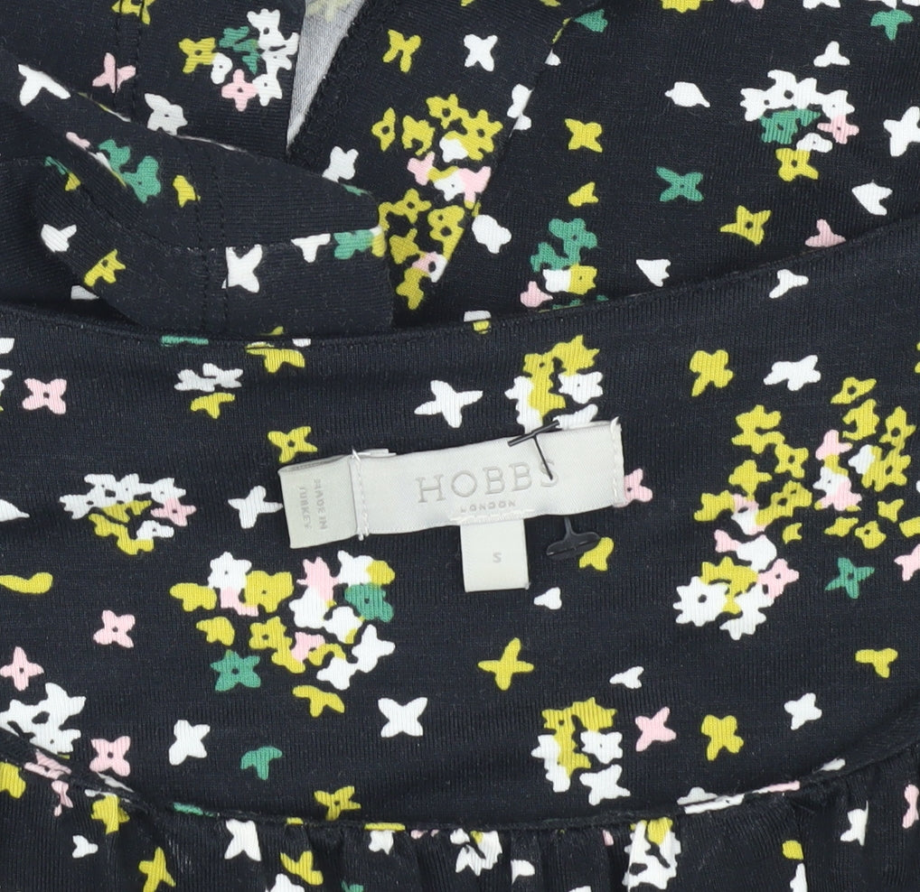 Hobbs Women's Black Floral Blouse, Size S, 3/4 Sleeve