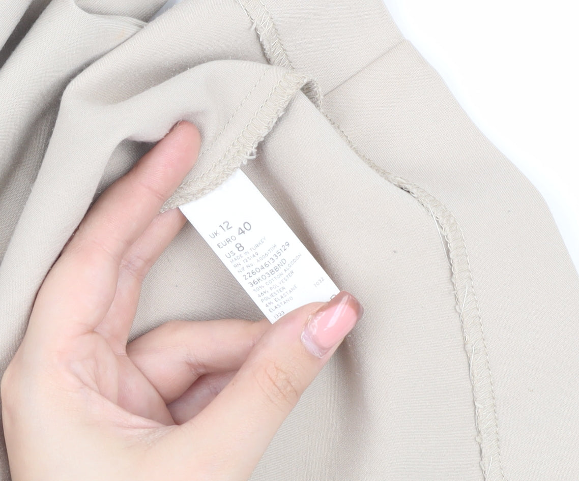 Topshop Women's Beige Midi Pencil Skirt UK 12