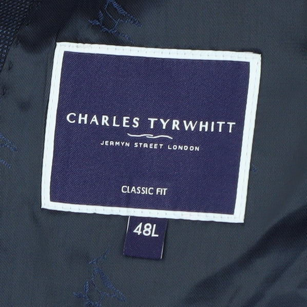 Charles Tyrwhitt Men's Blue Long Wool Blazer 48L Classic Fit