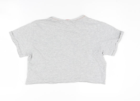 Coca-Cola Women's Grey Cropped T-Shirt Size 12