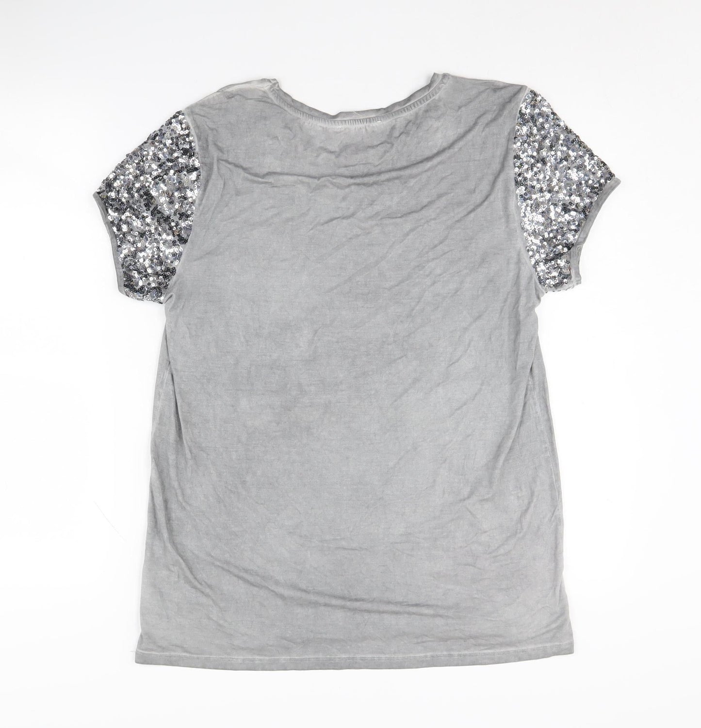 Nine Savannah Miller Grey Sequin Women's T-Shirt Size 14