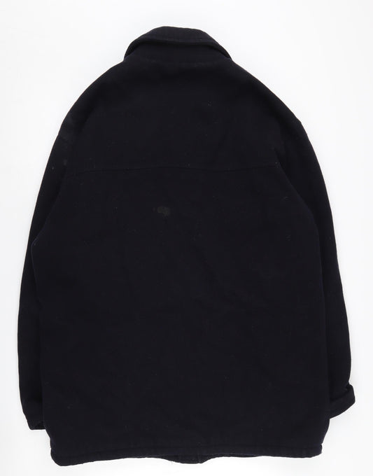 Jaeger Men's Black Wool Overcoat Lined Long Coat