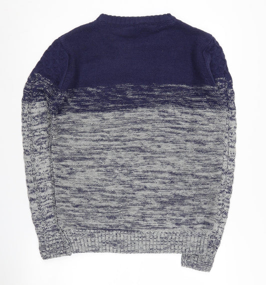 Broadbent & Boothroyd Men's Blue Grey Pullover Jumper M