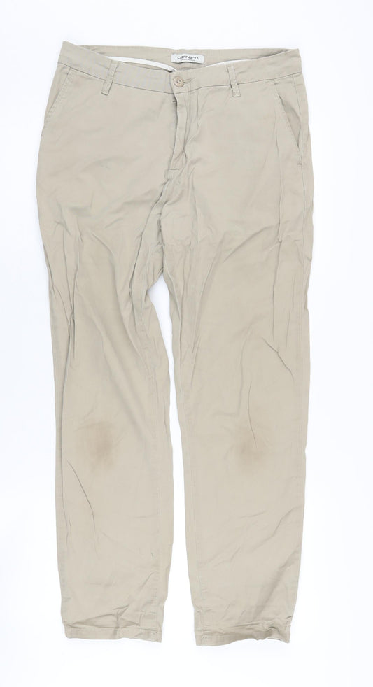 Carhartt Men's Beige Ankle Trousers Size 28
