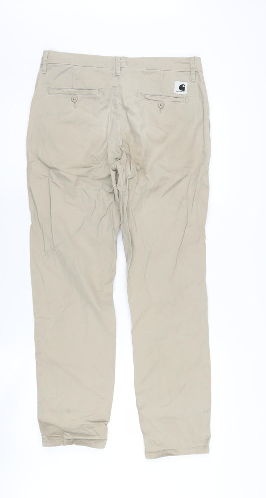 Carhartt Men's Beige Ankle Trousers Size 28