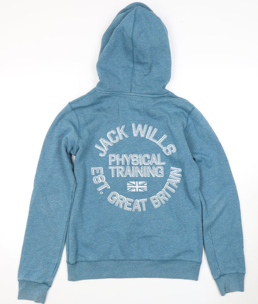 Jack Wills Women's Blue Hoodie Size 10 with Logo
