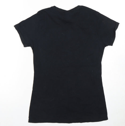 Womens UK Size XS Port & Company Black 100% Cotton T-Shirt
