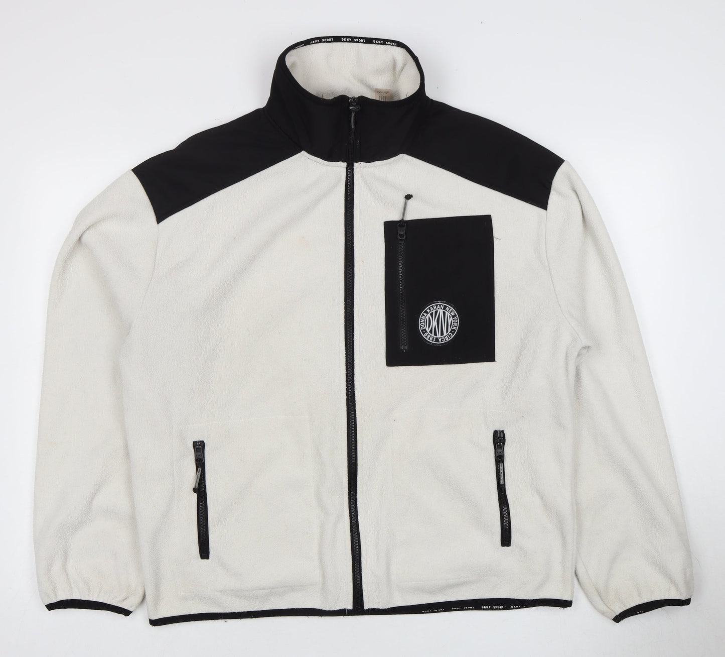 DKNY Sport Men's White Fleece Jacket Large