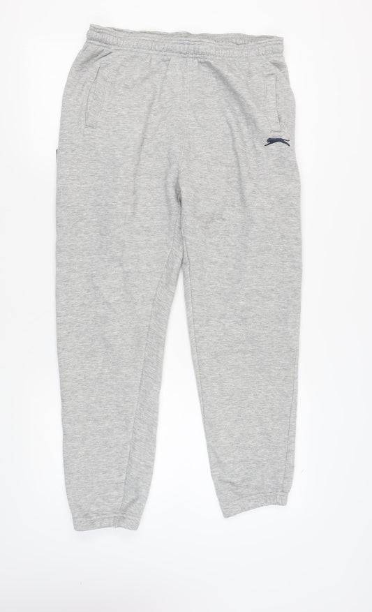 Slazenger Men's Grey XL Sweatpants with Logo and Pockets