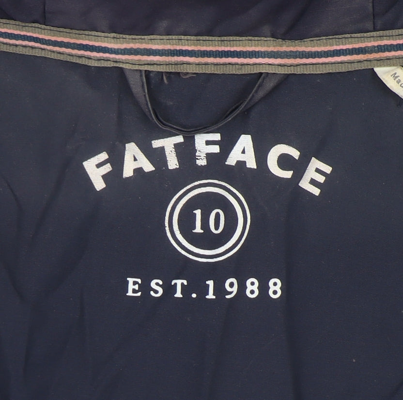 FatFace Women's Blue Hooded Windbreaker Jacket Size 10