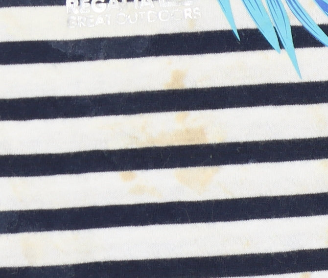 Additional view of Regatta girls’ blue striped long sleeve tropical t-shirt, size 9-10