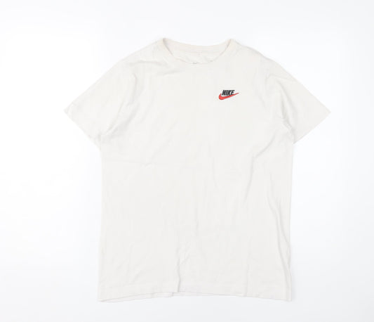 Nike Unisex White Basic T-Shirt S, Crew Neck, Breathable