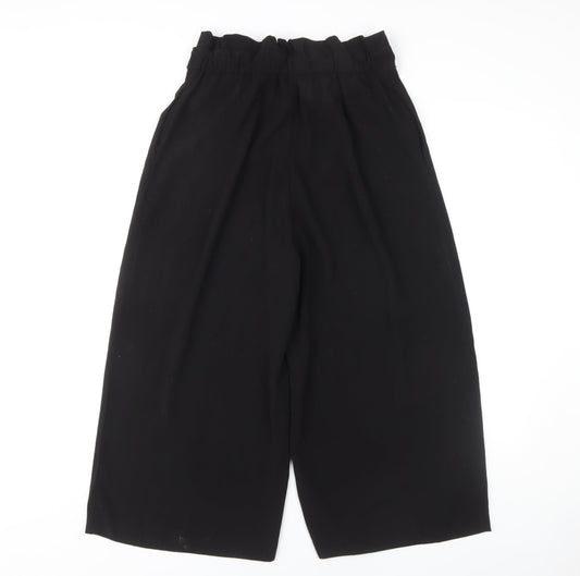 Zara Women Black Trousers, Size M, Polyester Blend