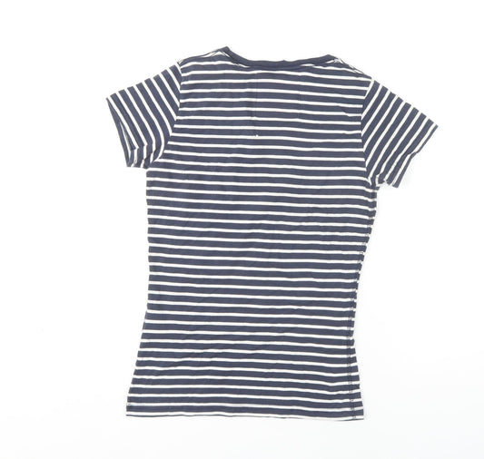 SuperDry Women's Blue Striped Slim Fit T-Shirt - S